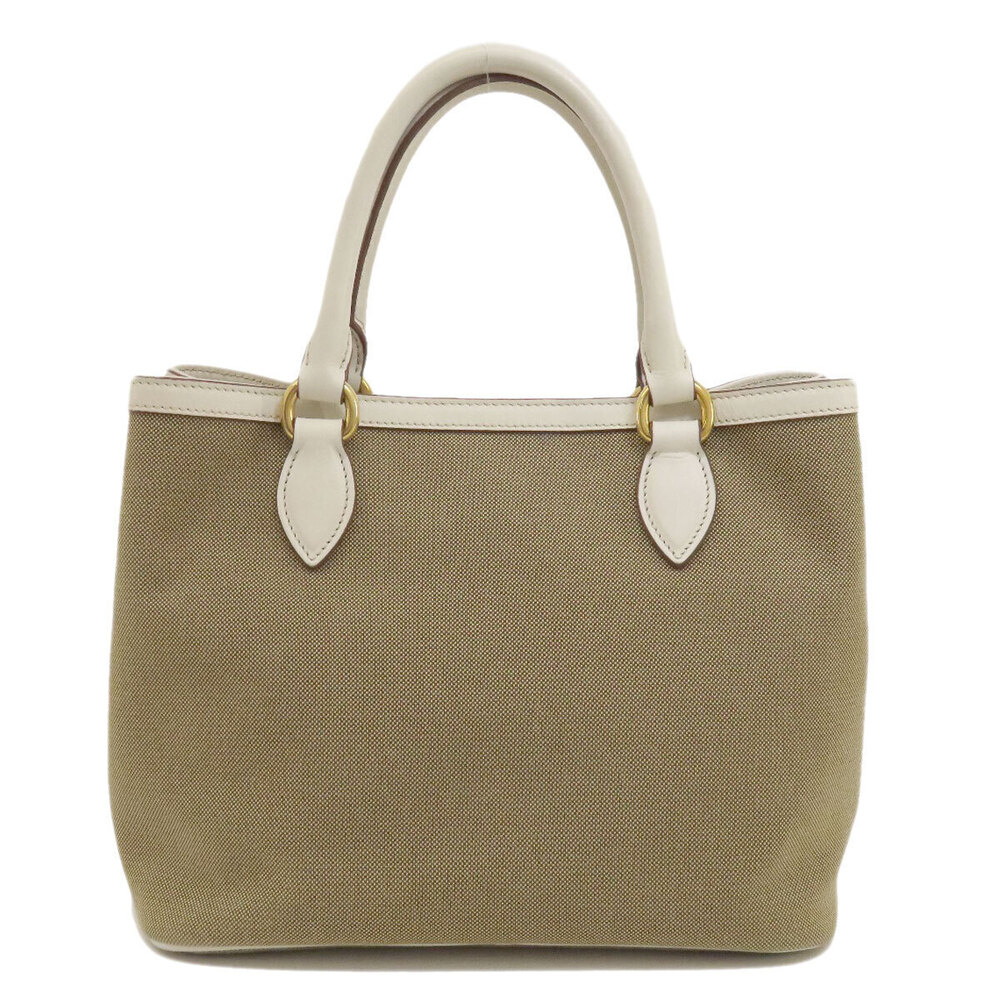 Prada tan canvas Jacquard Logo leather Bag white 2Way